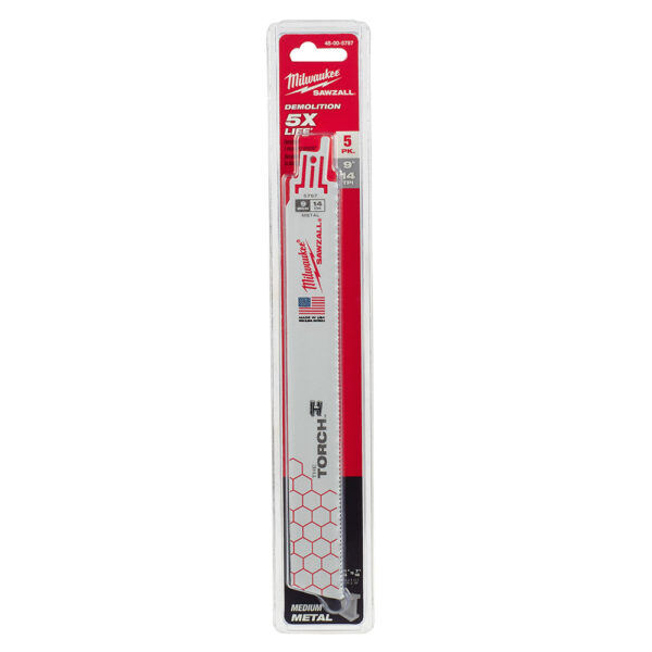 MILWAUKEE 48-00-5787 9" 14 TPI Torch Metal Demolition Sawzall Blades (5Pk)