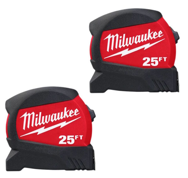 MILWAUKEE 48-22-0425G 25ft Compact Wide Blade Tape Measure 2 PACK