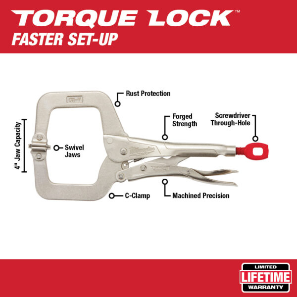 Milwaukee 48-22-3521 11" Locking C-Clamp w/ Swivel - Image 2