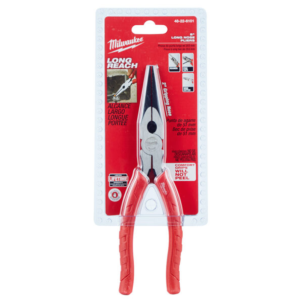 MILWAUKEE 48-22-6101 8" Comfort Grip Long Nose Pliers