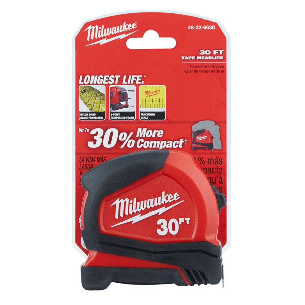 MILWAUKEE 48-22-6630 30' Compact Tape Measure - Image 3