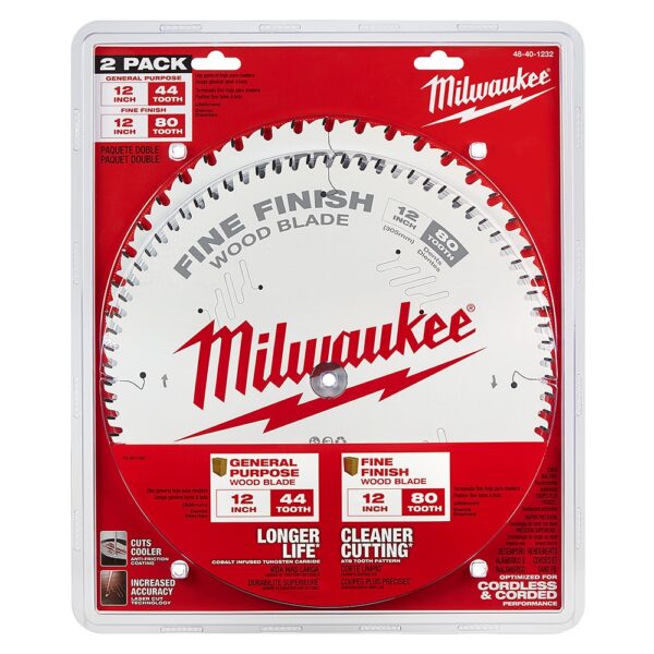 MILWAUKEE 48-40-1232 12" 44T + 80T Circular Saw Blades