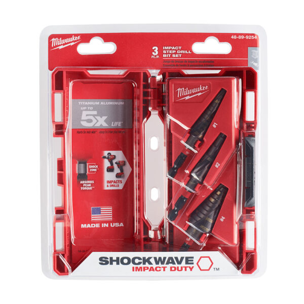 MILWAUKEE 48-89-9254 Shockwave 3Pc Step Bit Kit