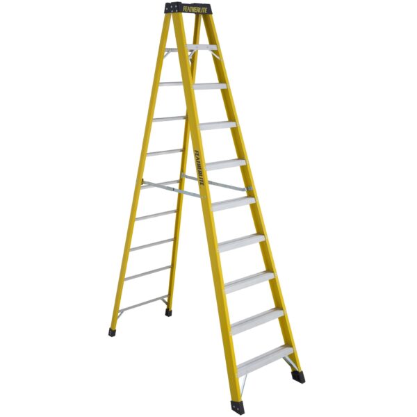 FEATHERLITE 6910 10' Yellow Extra-HeavyDuty Fiberglass Stepladder Grade1A 300lbs