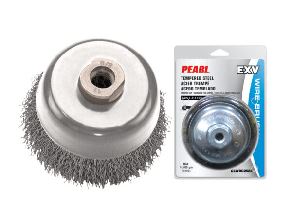 PEARL CLWBC458E 4" x .014" x 5/8"-11 - Wire Brushes EXV  Crimped Cup Tempered