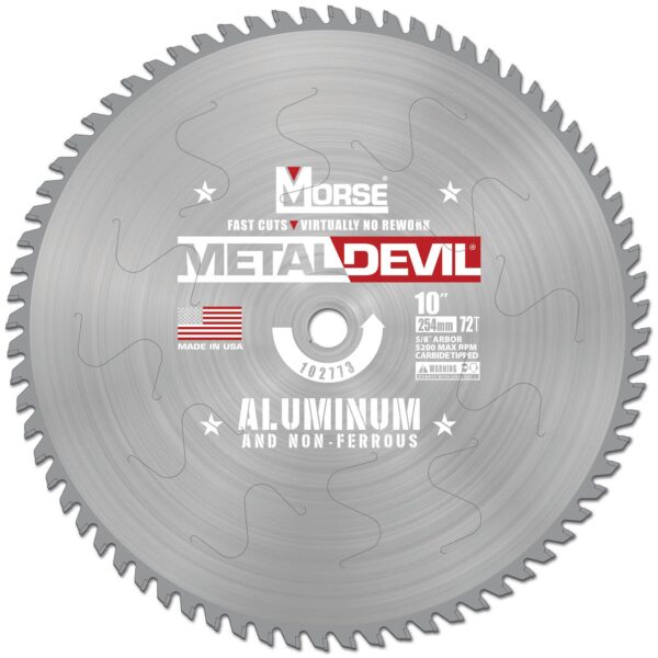 MK MORSE CSM1072FNFC 10" 72T Aluminum/Non-Ferrous Blade, 5/8" Arbor