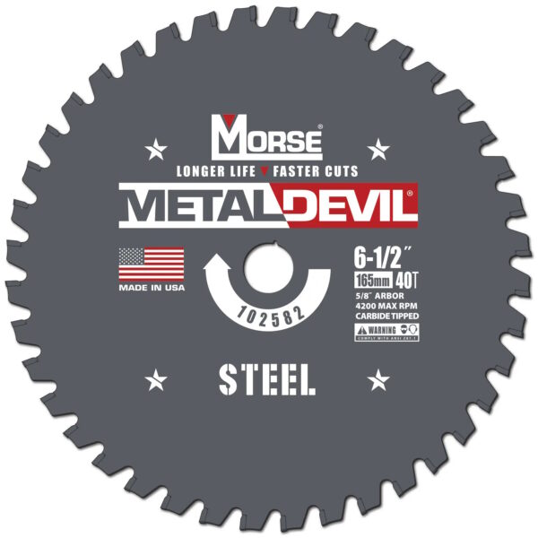 MK MORSE CSM6504058FSC 6-1/2" 40T Metal Saw Blade for Steel, 5/8" Arbor