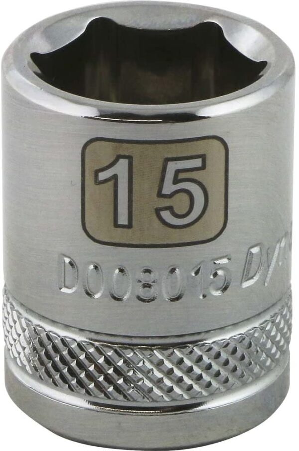 DYNAMIC TOOLS D008015 3/8" Drive 6Pt 15mm Chrome Socket