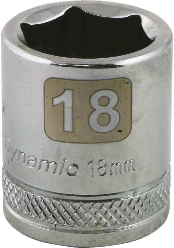 DYNAMIC TOOLS D008018 3/8" Drive 6Pt 18mm Chrome Socket