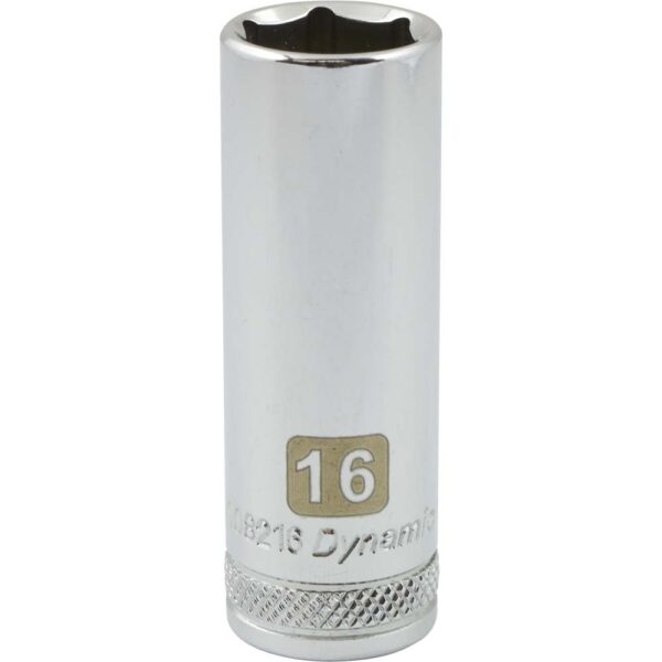 DYNAMIC TOOLS D008216 3/8" Drive 6Pt 16mm Deep Chrome Socket