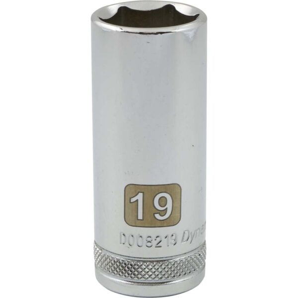 DYNAMIC TOOLS D008219 3/8" Drive 6Pt 19mm Deep Chrome Socket