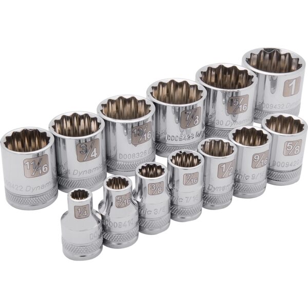 DYNAMIC TOOLS D010002 3/8" Drive 13Pc 12Pt Standard SAE Socket Set (1/4" - 1")