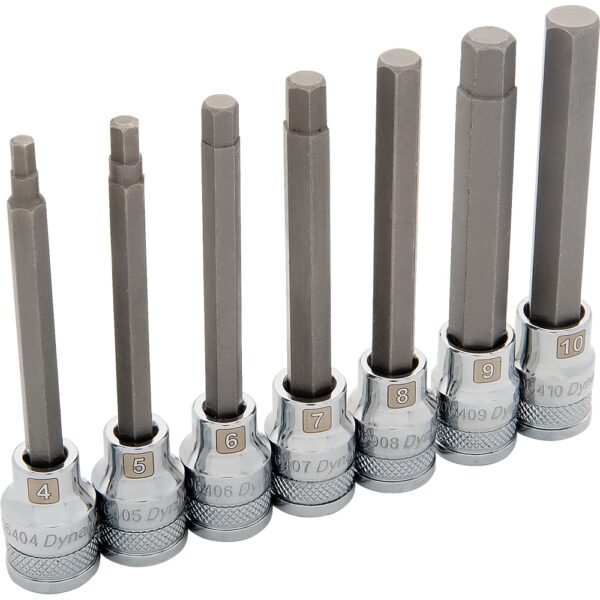 DYNAMIC TOOLS D010017 3/8" Drive 7Pc Metric Long Hex Socket Set