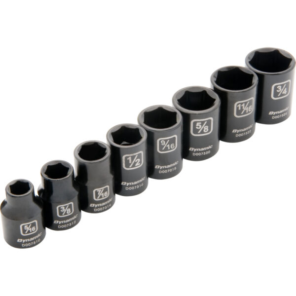 DYNAMIC TOOLS D010020 3/8" Drive 8Pc 6Pt SAE Standard Impact Socket Set