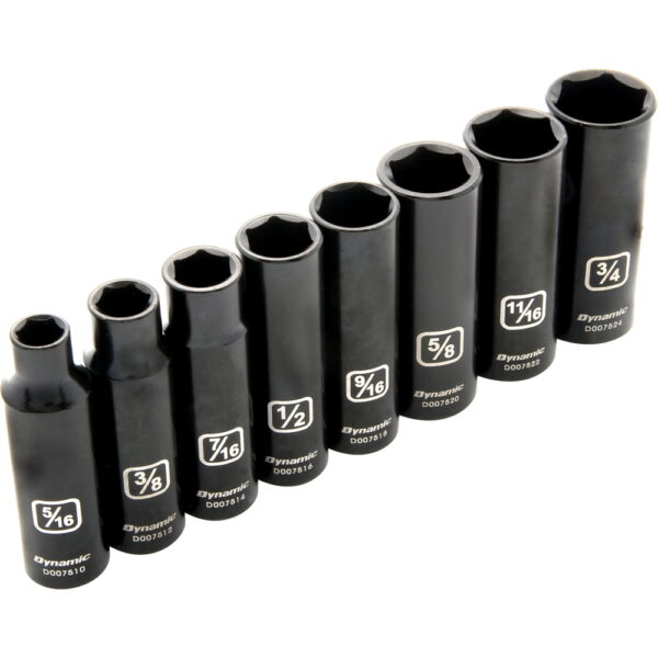 DYNAMIC TOOLS D010021 3/8" Drive 8Pc 6Pt SAE Deep Impact Socket Set