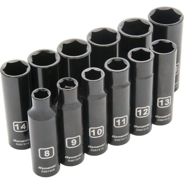 DYNAMIC TOOLS D010023 3/8" Drive 12Pc 6Pt Metric Deep Impact Socket Set