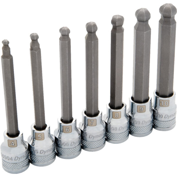 DYNAMIC D010025 7 Pc. Long Metric Ball Nose Hex Socket Set