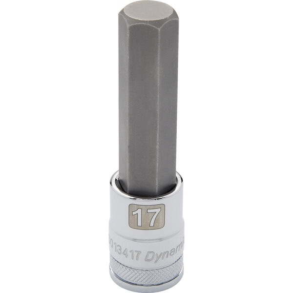 DYNAMIC TOOLS D013417 1/2" Drive 17mm Hex Bit Socket Long