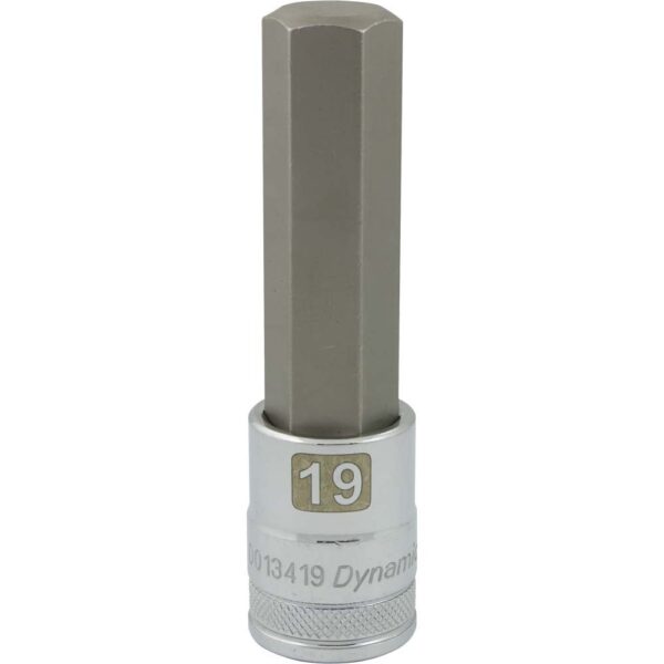 DYNAMIC TOOLS D013419 1/2" Drive 19mm Hex Bit Socket Long