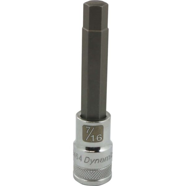 DYNAMIC TOOLS D013464 1/2" Drive 7/16" Hex Bit Socket Long