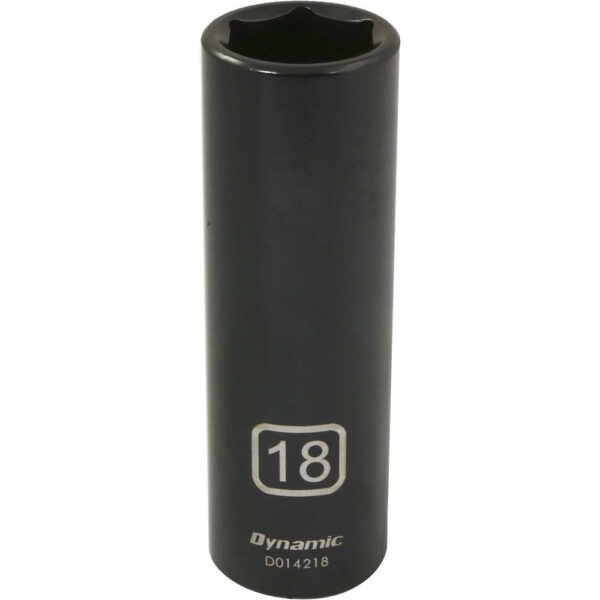 DYNAMIC TOOLS D014218 1/2" Drive 6Pt 18mm Deep Impact Socket