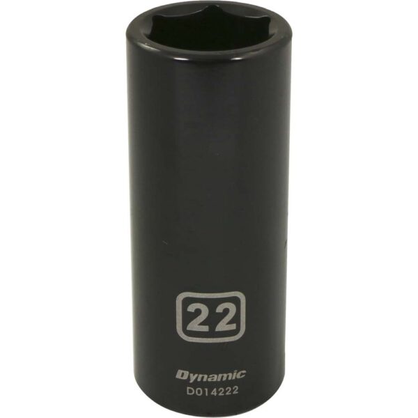 DYNAMIC TOOLS D014222 1/2" Drive 6Pt 22mm Deep Impact Socket