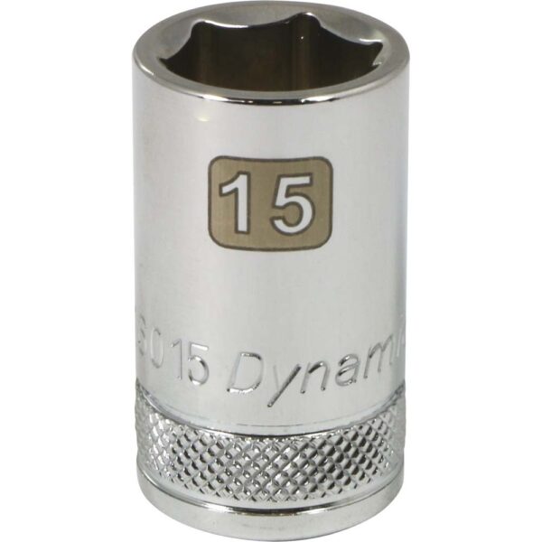 DYNAMIC TOOLS D016015 1/2" Drive 6Pt 15mm Chrome Socket