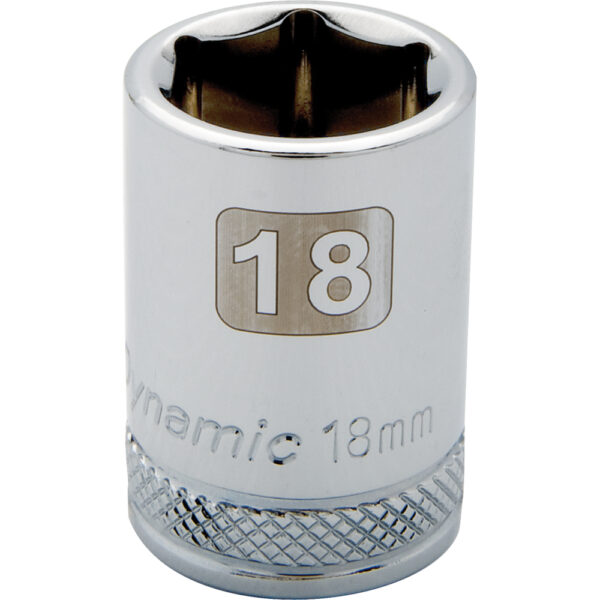 DYNAMIC TOOLS D016018 1/2" Drive 6Pt 18mm Chrome Socket