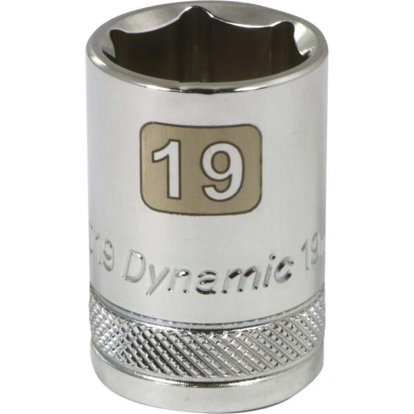 DYNAMIC TOOLS D016019 1/2" Drive 6Pt 19mm Chrome Socket