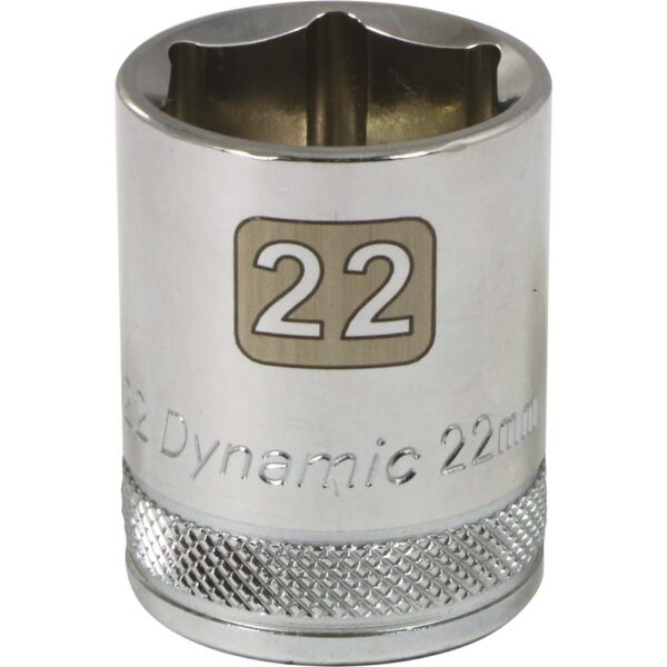 DYNAMIC TOOLS D016022 1/2" Drive 6Pt 22mm Chrome Socket