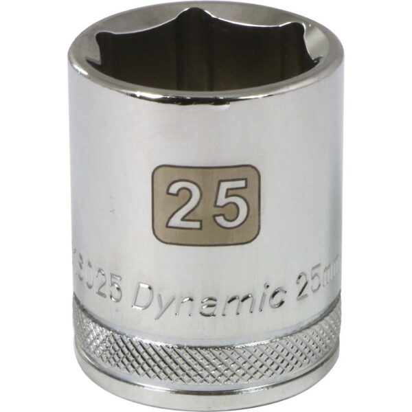 DYNAMIC TOOLS D016025 1/2" Drive 6Pt 25mm Chrome Socket