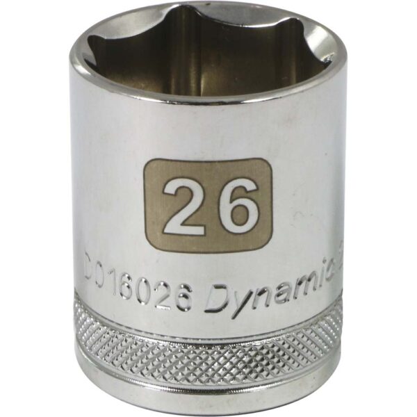 DYNAMIC TOOLS D016026 1/2" Drive 6Pt 26mm Chrome Socket