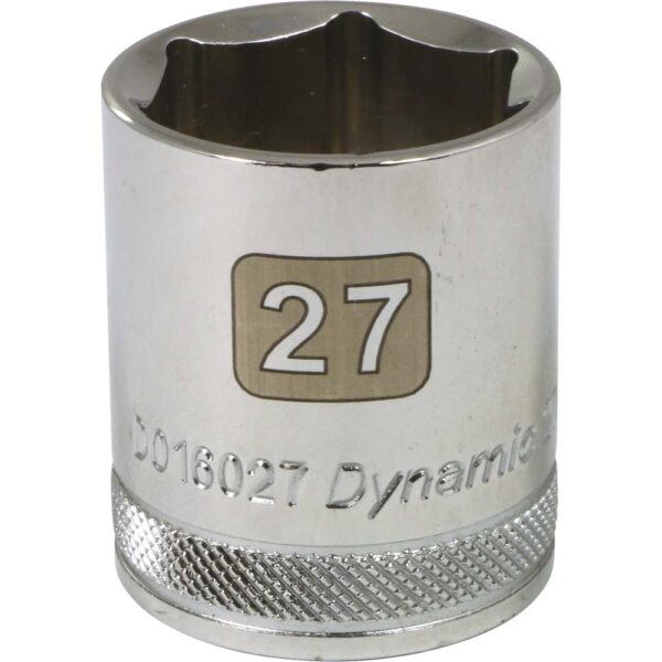 DYNAMIC TOOLS D016027 1/2" Drive 6Pt 27mm Chrome Socket