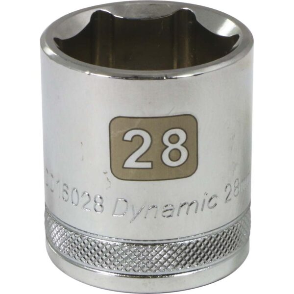 DYNAMIC TOOLS D016028 1/2" Drive 6Pt 28mm Chrome Socket