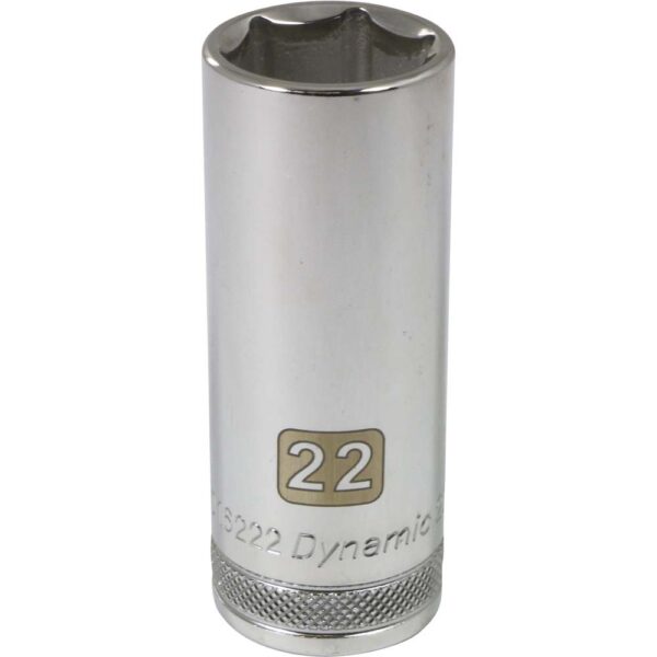 DYNAMIC TOOLS D016222 1/2" Drive 6Pt 22mm Deep Chrome Socket