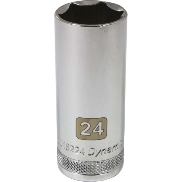 DYNAMIC TOOLS D016224 1/2" Drive 6Pt 24mm Deep Chrome Socket