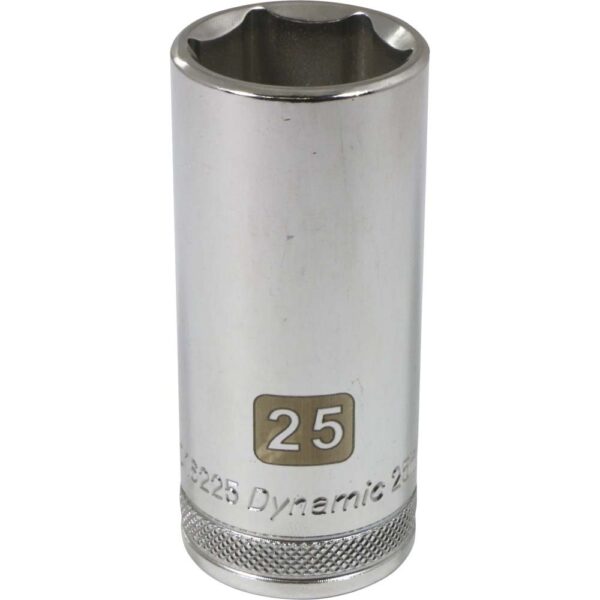 DYNAMIC TOOLS D016225 1/2" Drive 6Pt 25mm Deep Chrome Socket