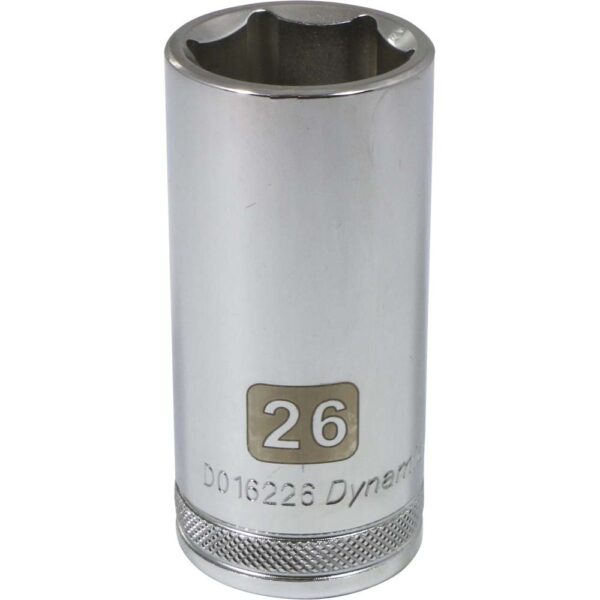 DYNAMIC TOOLS D016226 1/2" Drive 6Pt 26mm Deep Chrome Socket