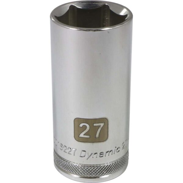 DYNAMIC TOOLS D016227 1/2" Drive 6Pt 27mm Deep Chrome Socket