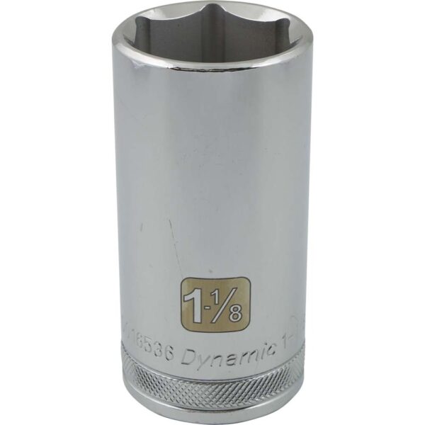 DYNAMIC TOOLS D016536 1/2" Drive 6Pt 1-1/8" Deep Chrome Socket