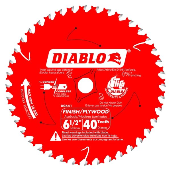 DIABLO D0641A 6-1/2" X 40T Finishing Circular Saw Blade