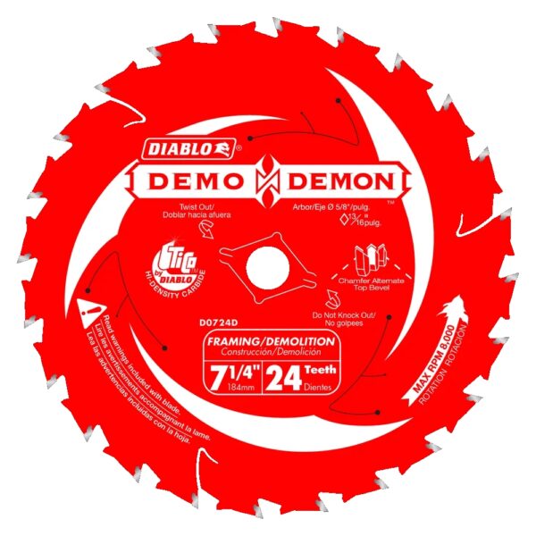 DIABLO D0724DA 7-1/4" x 24T Demo Demon Framing Circular Saw Blade