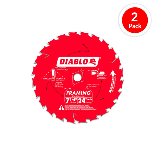 DIABLO D0724PX 7-1/4" X 24 Tooth Framing Saw Circular Saw Blade (Promo)