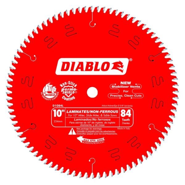 DIABLO D1084L 10" x 84T TCG Laminate Flooring Circular Saw Blade