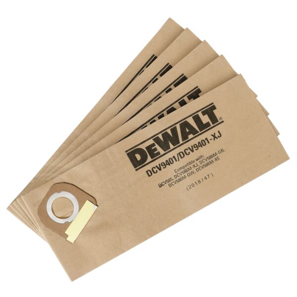 DEWALT DCV9401 Replacement Paper Filter Bags 5Pk (FOR DCV585)