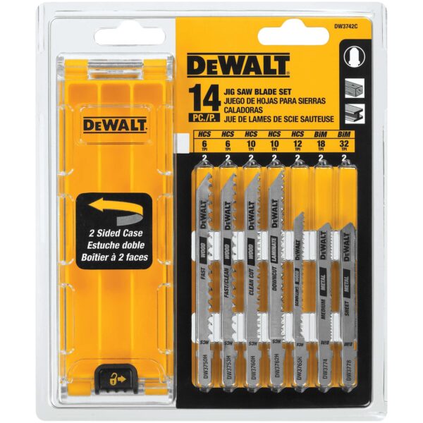 DEWALT DW3742C 14 Pc Cobalt Steel Jig Saw Blade Set In Tough Case T-Shank