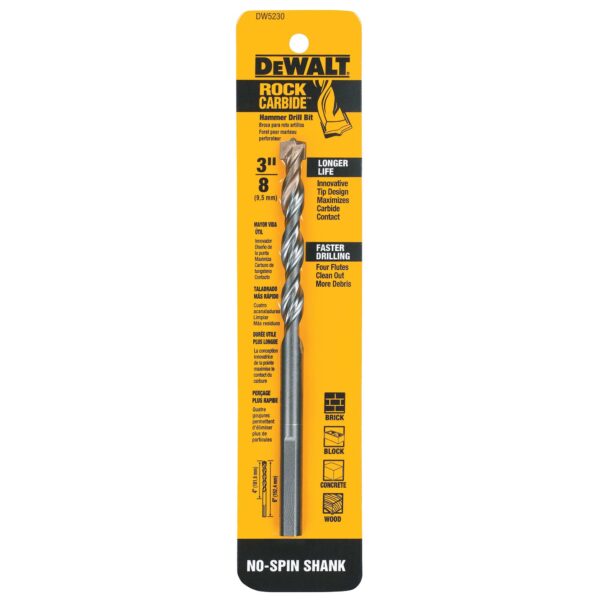 DEWALT DW5230 3/8" x 6" Concrete Round Shank Drill Bit