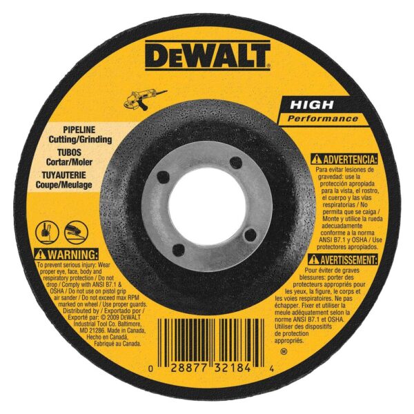 DEWALT DW8484 5" x 1/8" x 7/8" Type 27 Pipeline HP Premium Grinding Wheel