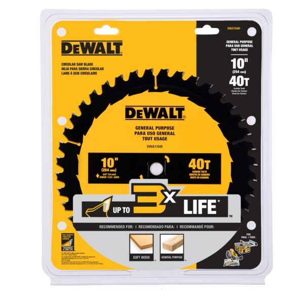 DEWALT DWA11040 Circular Saw Blade 10" 40T