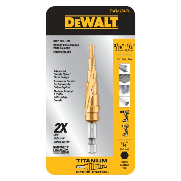 DEWALT DWA1784IR 3/16" - 1/2" IMPACT READY® STEP DRILL BIT